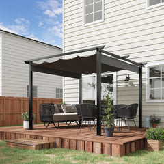 Outsunny Pergola 2,95x2,95 m mit Schiebedach Grau