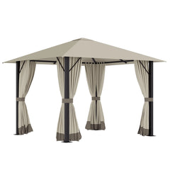 Outsunny Pavillon 3x3 m mit Seitenteilen & Belüftung Khaki