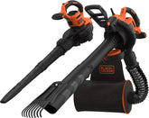 Black+Decker 3-in-1 Elektro-Laubsauger/Laubblser BEBLV301 (3.000 Watt, mit Hcksler + aufsteckbarem Laubrechen, 72l Fangsack-Rucksack - hohe Blasgeschwindigkeit & verstellbare Saugleistung)