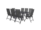 Alu-Set »Houston«, 9-teilig - Ausziehtisch & 8 Hochlehner, grau