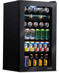 Getränkekühlschrank | Freistehender Kühlschrank für 126 Dosen mit Glastür mit Scharnier rechts | Mini-Getränkekühlschrank, perfekt für Bier, Wein, Limonade und kühlere Getränke