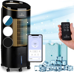 Klarstein Luftkühler mit Wasserkühlung, Leiser 4-in-1 Verdunstungskühler, Luftbefeuchter, Ventilator & Nachtmodus, Mobile Klimageräte Luftkühler 7L, 65W Air Cooler, 330m³/h Kühlender Luftstrom