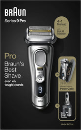 Braun Series 9 Pro Premium Rasierer Herren mit 4+1 Scherkopf, Elektrorasierer & ProLift Trimmer, PowerCase, 5-in-1 Reinigungsstation, 60 Min Laufzeit, Made in Germany, 9477cc, silber