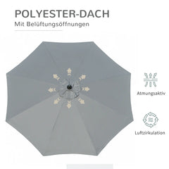 Outsunny Sonnenschirm 2,7 m Dunkelgrau mit Kurbel & UV-Schutz