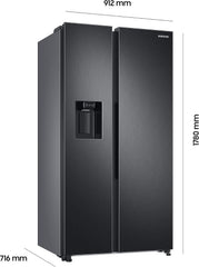 RS6GA8521B1/EG Side-by-Side Kühlschrank, 178 cm, 634 , 225 Gefriervolumen, Space Max Technologie, Premium Black Steel