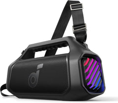 soundcore Boom 2 Plus Outdoor Lautsprecher, 140W, 2+2 Channel, BassUp 2.0, 20h, Schnellladung, IPX7 wasserdicht, RGB Lichter, USB-C, Power Bank, BT 5.3, tragbarer Bluetooth Lautsprecher, Camping
