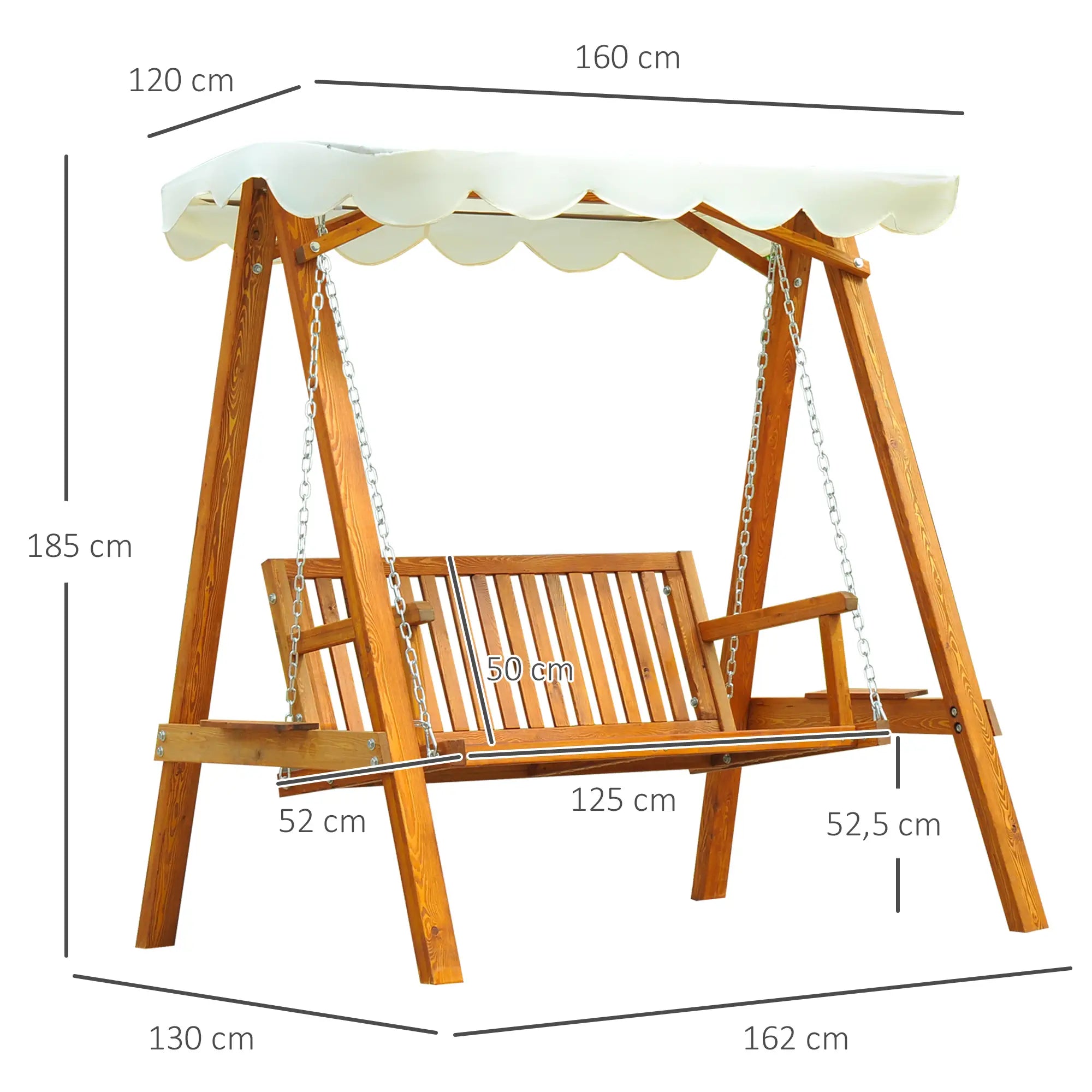 Outsunny Hollywoodschaukel Gartenschaukel 2-Sitzer mit Sonnendach Lärche