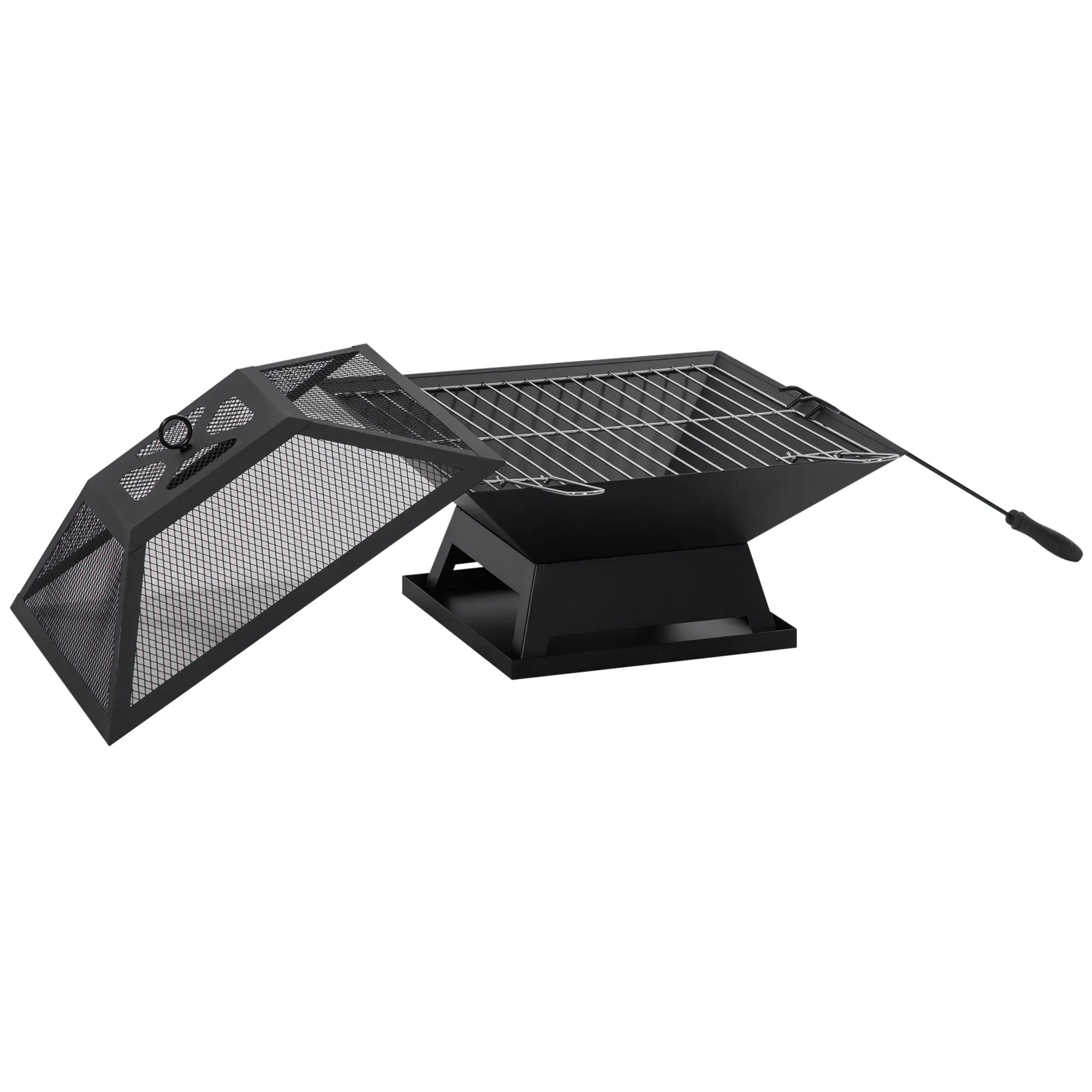 Outsunny Feuerschale Grill 2-in-1 mit Funkenschutz Outdoor