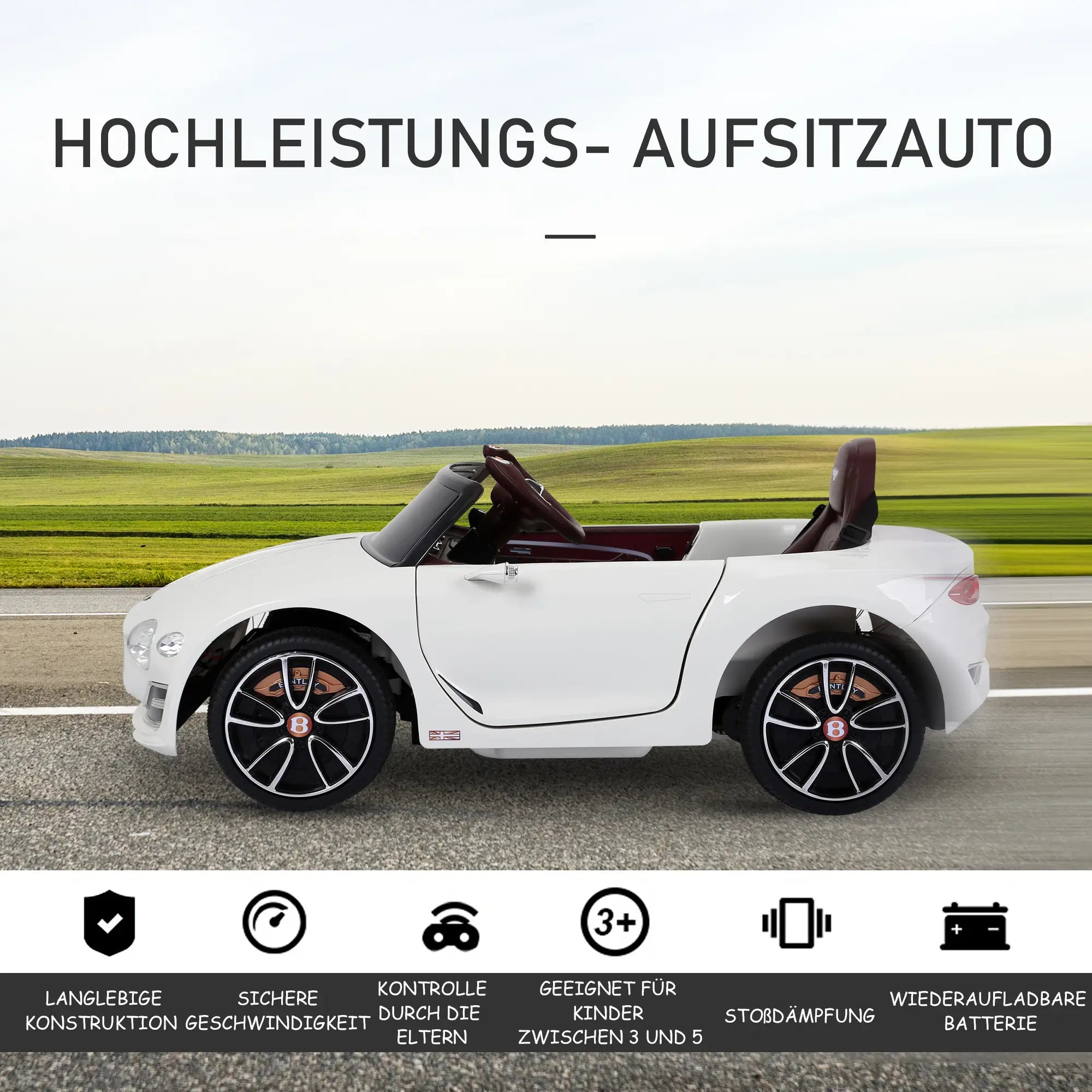 HOMCOM Kinder-Elektroauto Bentley GT lizenziert mit Fernbedienung Weiß