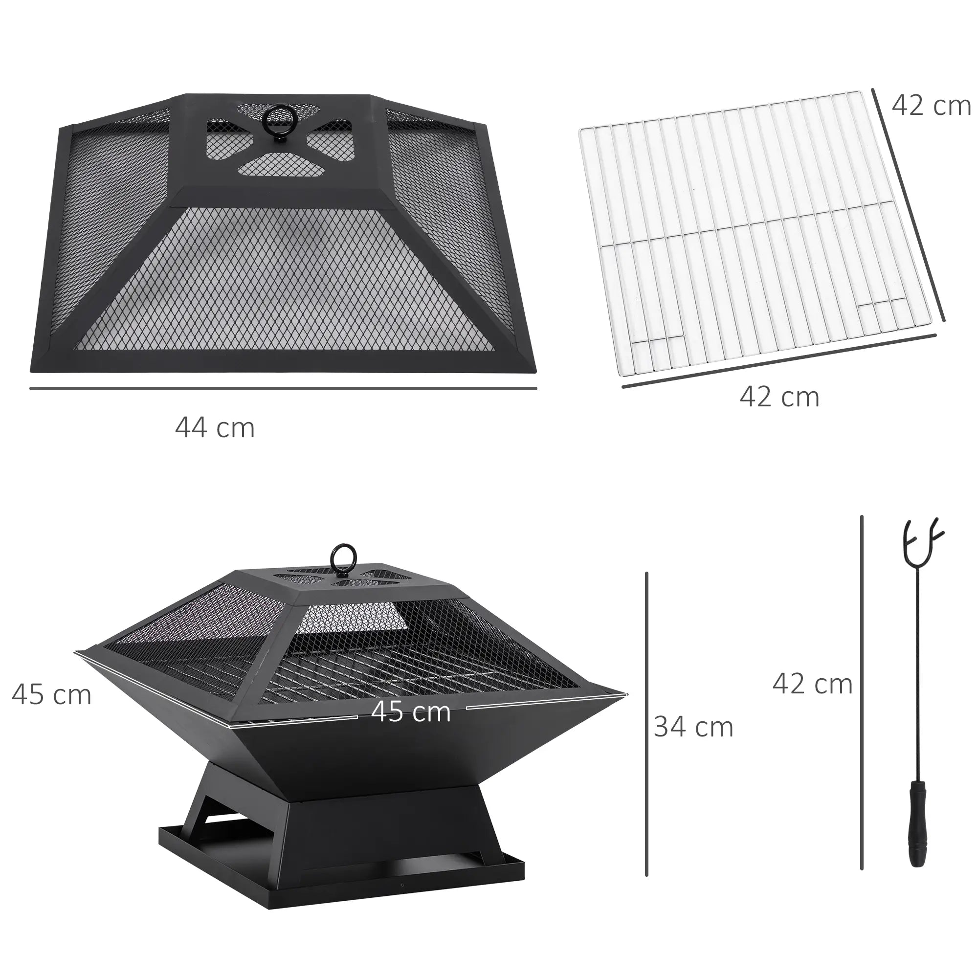 Outsunny Feuerschale Grill 2-in-1 mit Funkenschutz Outdoor