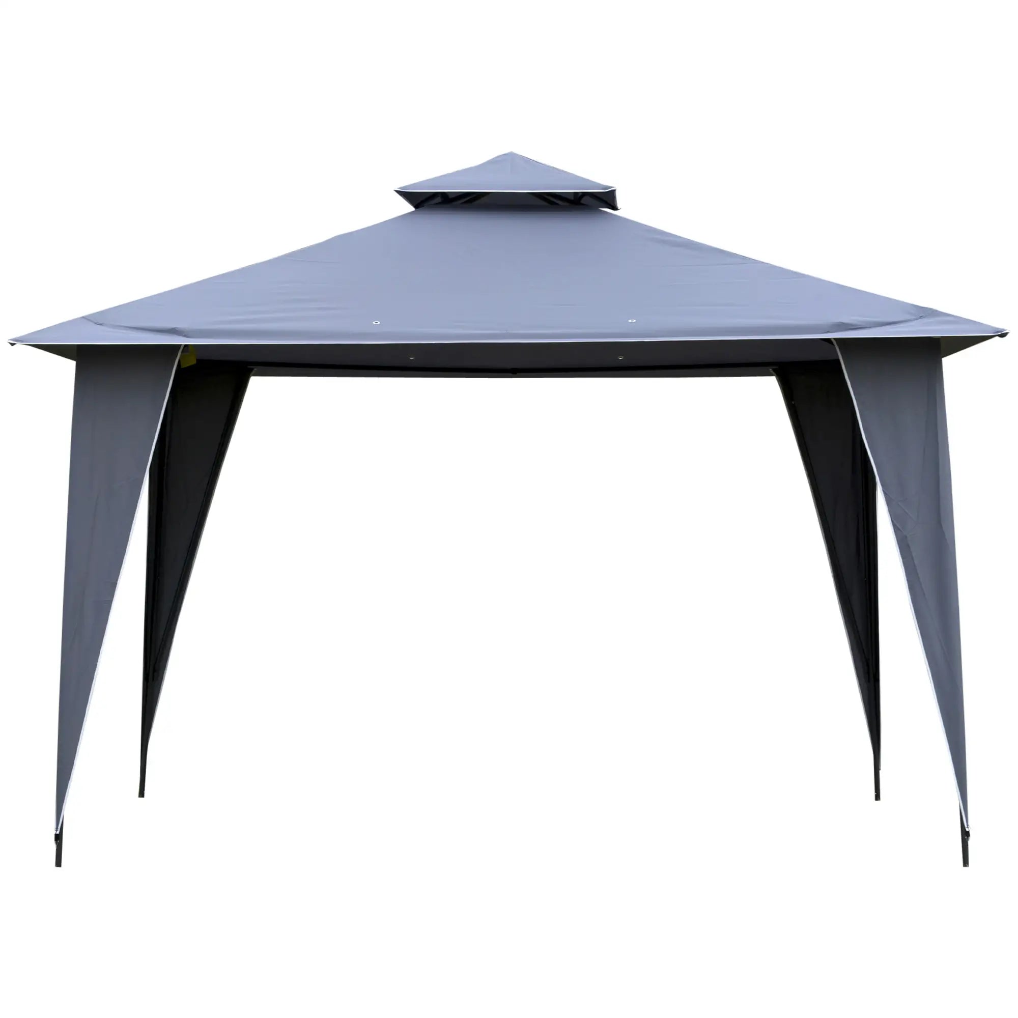Outsunny Pavillon 3,45x3,45 m mit Doppeldach Grau