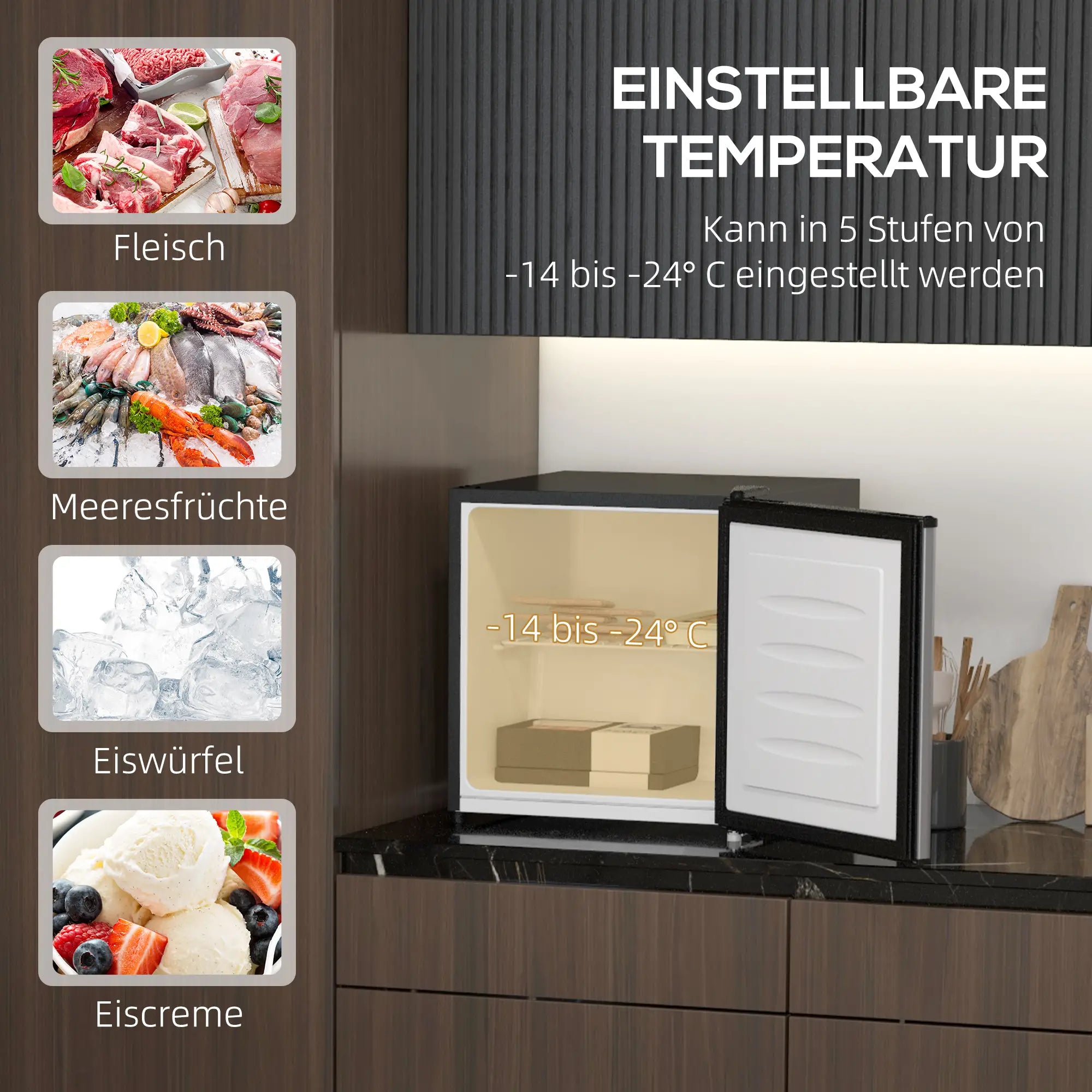 HOMCOM Mini-Gefrierschrank 35 L Silber – kompakt & effizient