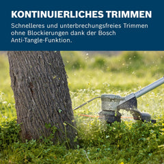 Bosch Professional 18V System Akku-Rasentrimmer GRT 18V-33 (bürstenloser Motor, Schnittkreisdurchmesser von 33 cm, inkl. 1x Schultergurt, 1x Fadenspuleneinheit)