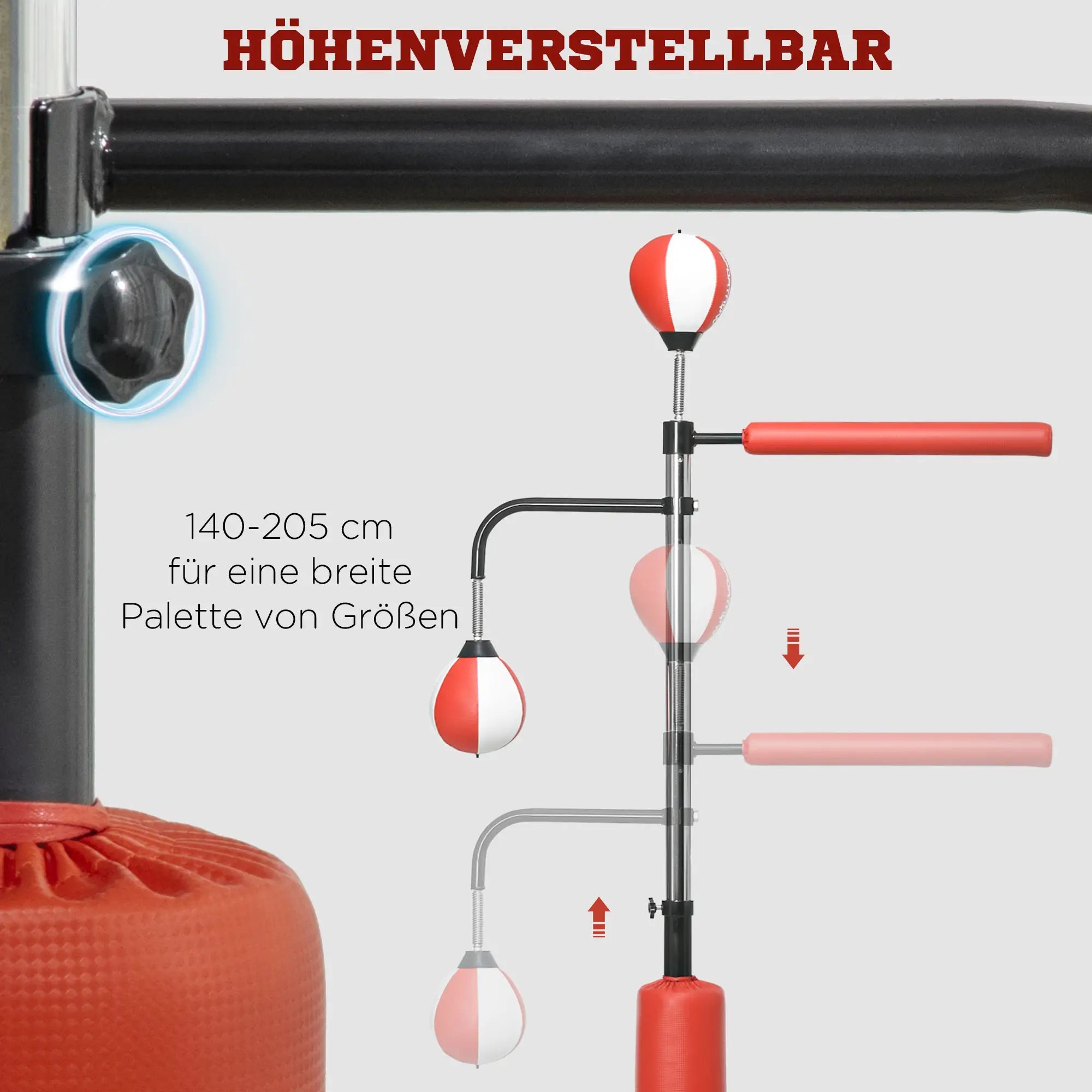 SPORTNOW Standboxsack höhenverstellbar Speedbälle Reflexstange