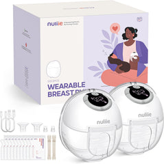 Nuliie Milchpumpe Elektrisch tragbare S32, Elektrische milchpumpe freihändig 4 Modi 9 Stufen mit 18/21/24 mm komfortabler Flansch, Privat, mit Ersatzzubehör im Lieferumfang (2Packs, Weiß)