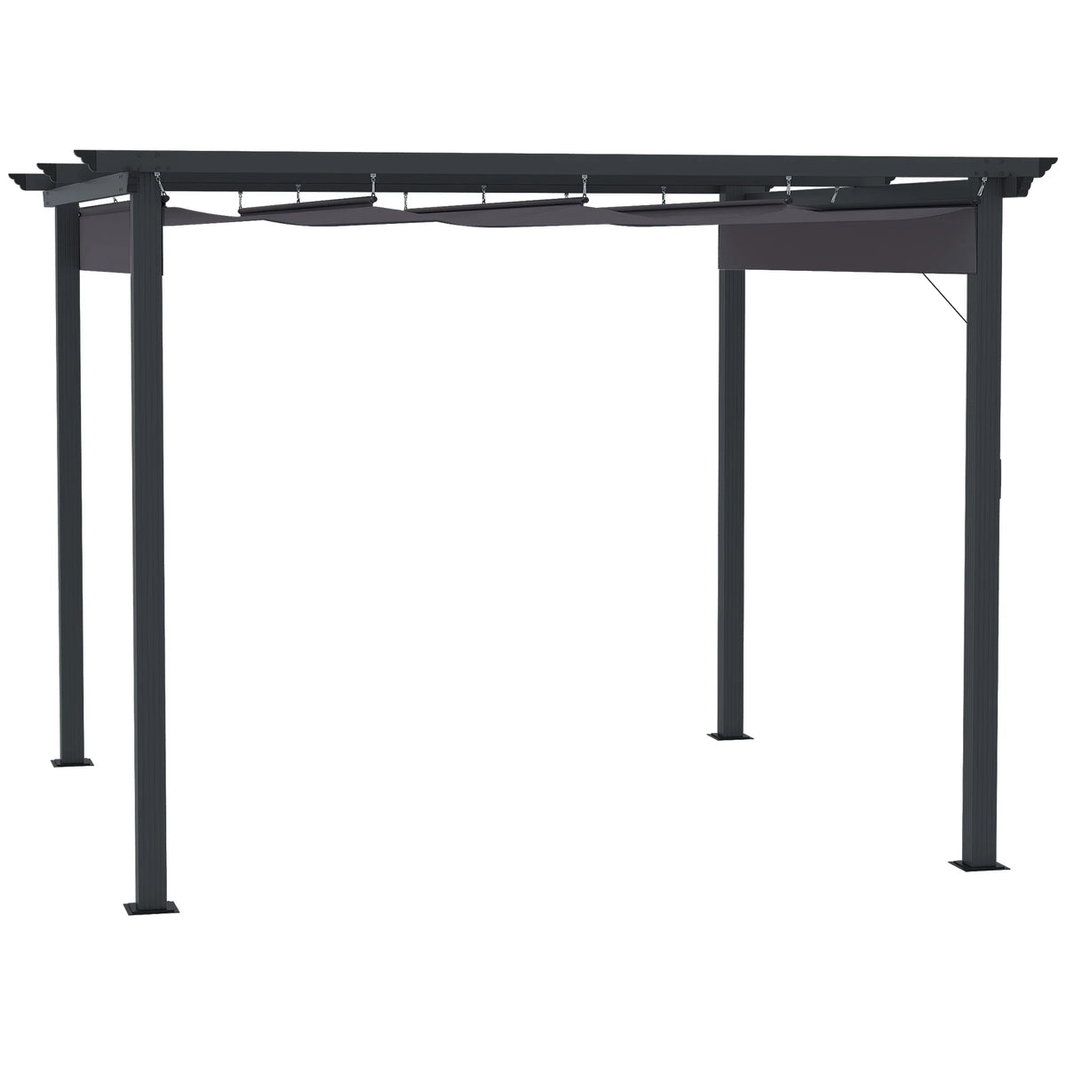 Outsunny Pergola 2,95x2,95 m mit Schiebedach Grau