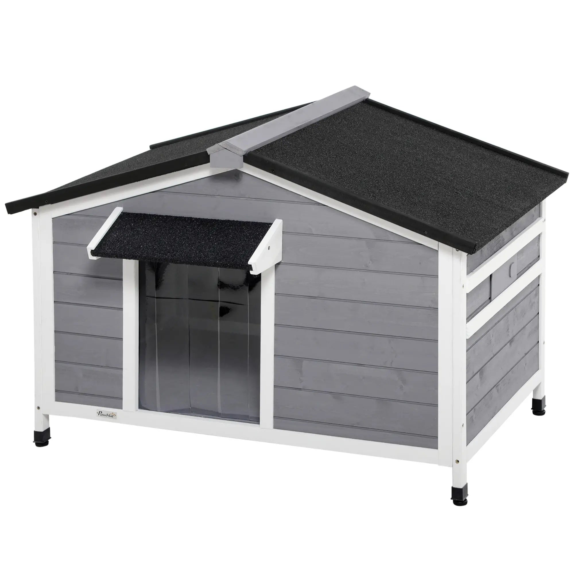 PawHut Hundehütte Outdoor aufklappbares Dach wetterfest Massivholz