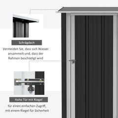 Outsunny Gerätehaus 142×84×189 cm Stahl Dunkelgrau