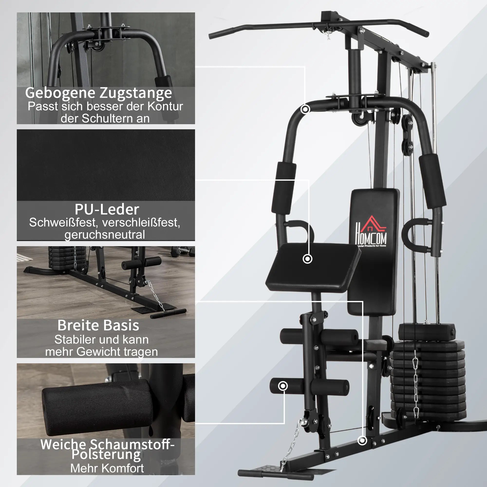HOMCOM Kraftstation Fitnessstation Latzug Butterfly verstellbar