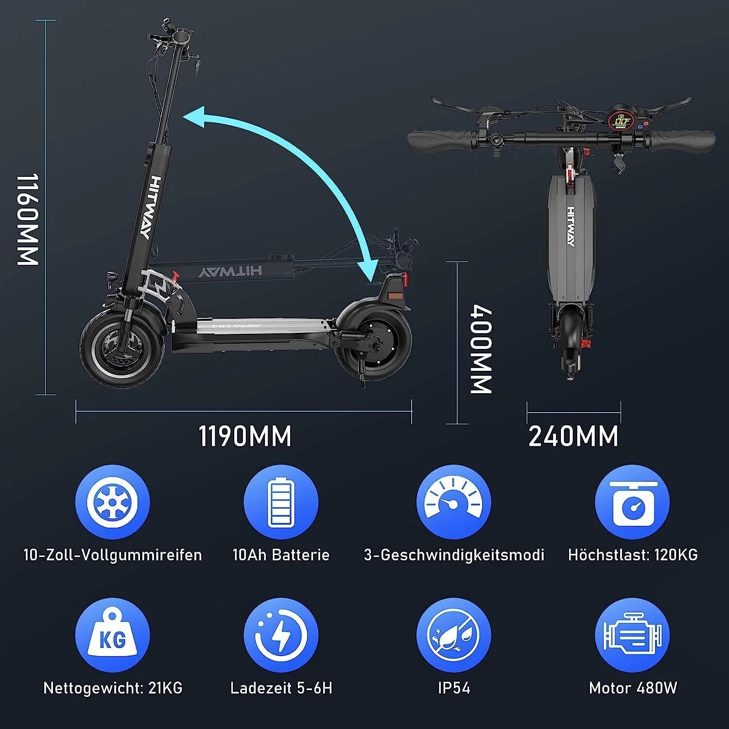 HITWAY H5-HB24ABE E-Scooter ohne Sitz – ABE zertifiziert