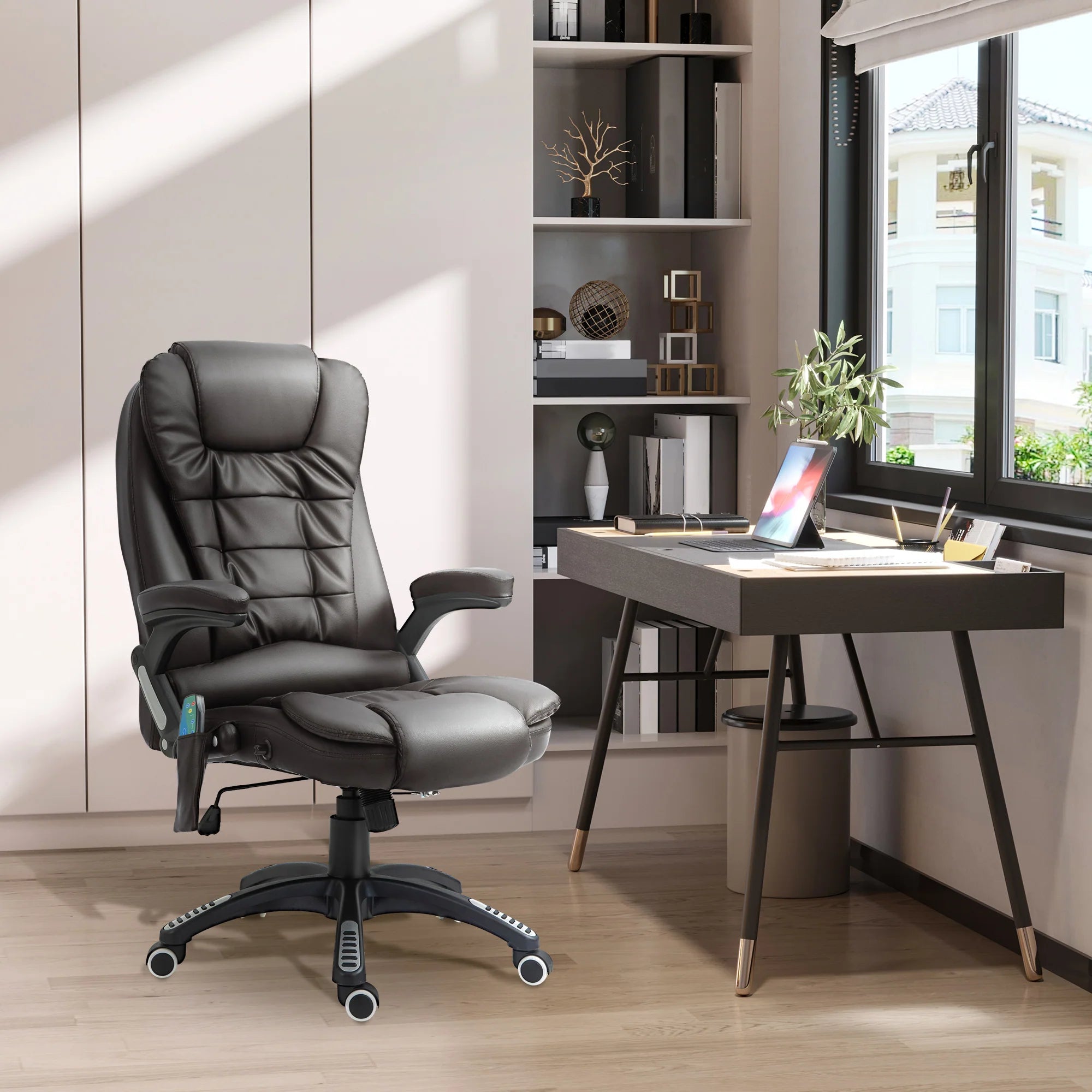 HOMCOM Bürostuhl Chefsessel Massagefunktion Wärmefunktion höhenverstellbar