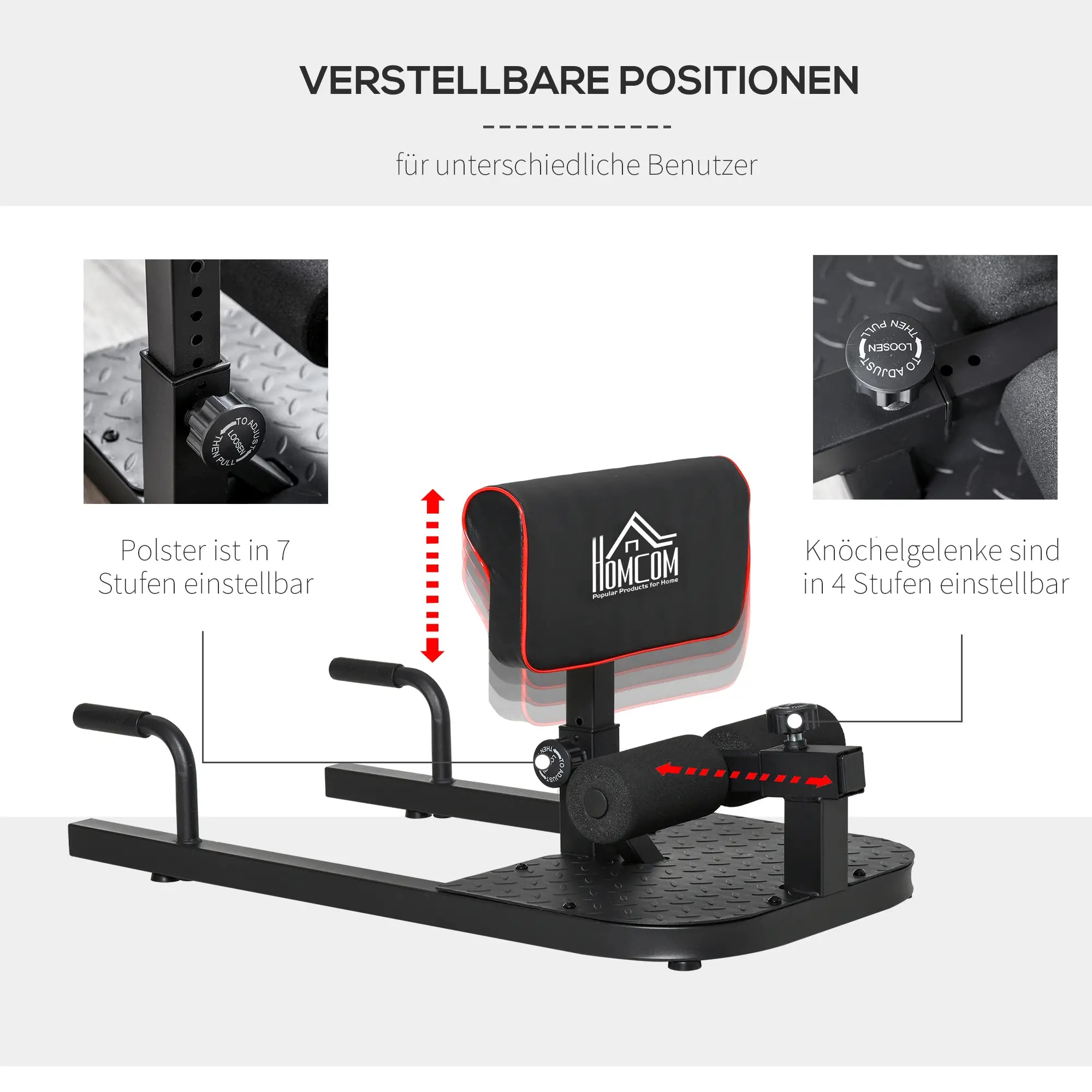 HOMCOM Sissy Squat Kniebeugentrainer 3in1 höhenverstellbar