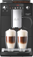 Melitta Latticia OT - Kaffeevollautomat mit Milchsystem, Kaffeemaschine mit Mahlwerk für z. B. Kaffee oder Cappuccino, silber/schwarz