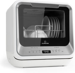 Klarstein  ia Mini Geschirrspüler, Spülmaschine mit Platz für 2 Maßgedecke, 6 Programme, 5 L Wasser benötigt, LED-Display, Touch, Tischgeschirrspüler inkl. Zubehör, schwarz