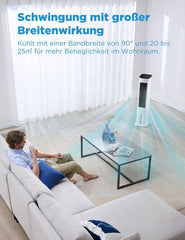 Midea Luftkühler mit Wasserkühlung, Klimaanlage Mobil, Ventilator mit 5L Wasserkühlung, Luftbefeuchter und Ionisation, Klimaanlage Ohne Abluftschlauch, 355m/h, Ventilator mit Fernbedienung,55W,Wei
