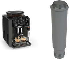 Krups Sensation Kaffeevollautomat, Milchschaumdüse, 5 Getränke, Filterkaffee-Funktion, 2-Tassen-Funktion, Kaffeemaschine, Schwarz, EA910810