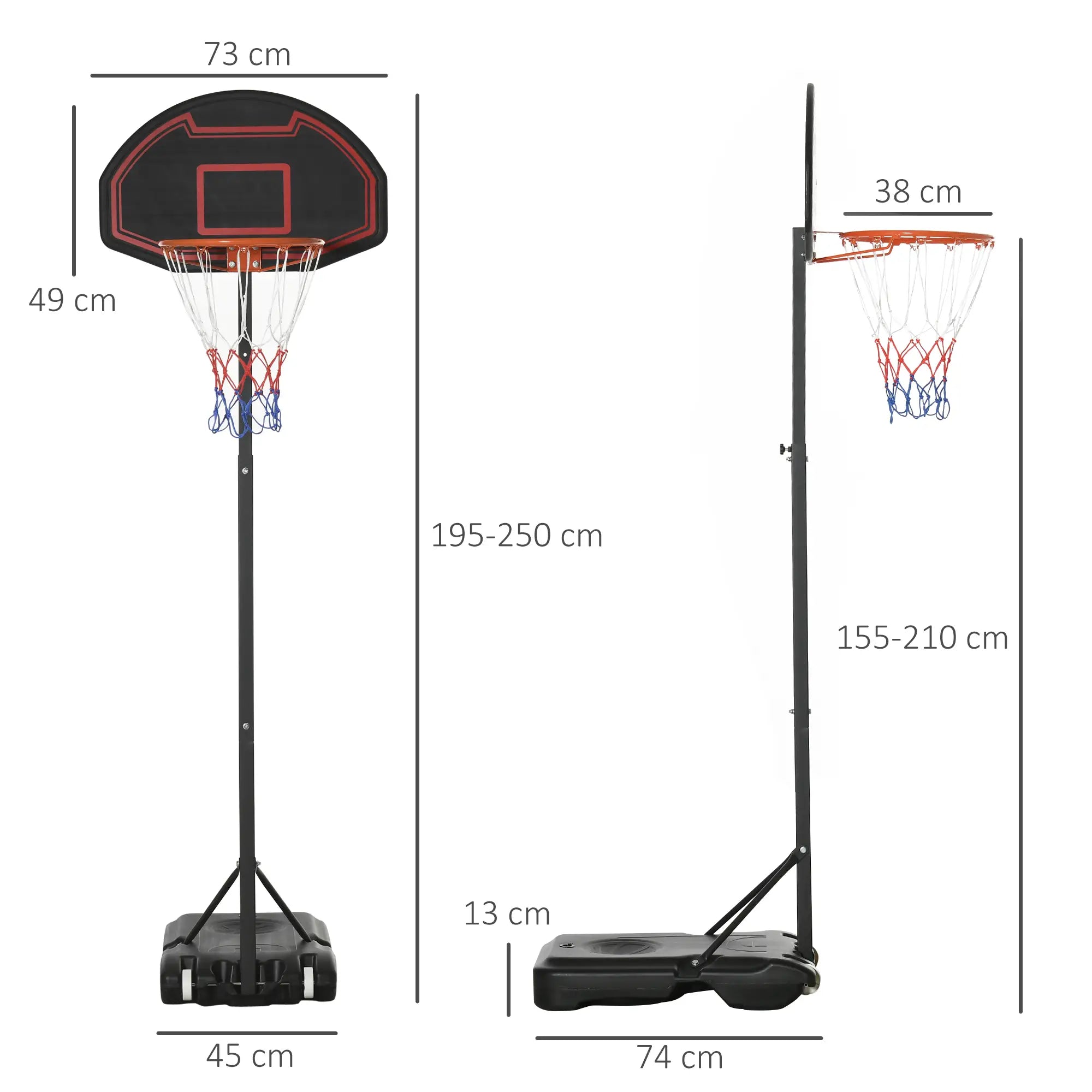 HOMCOM Basketballkorb höhenverstellbar Outdoor mobil mit Rollen