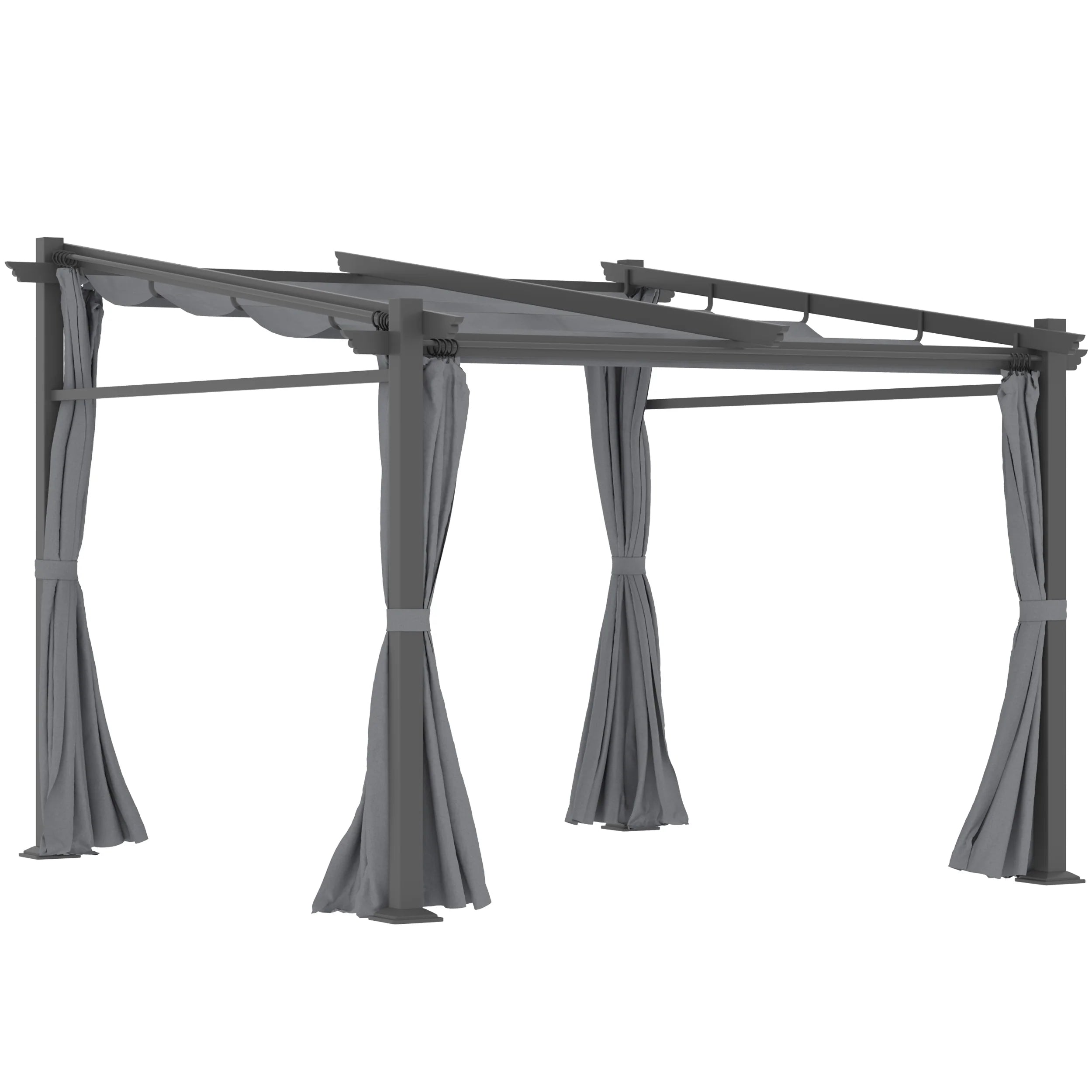 Outsunny Pergola mit ausziehbarem Dach Seilzugsystem