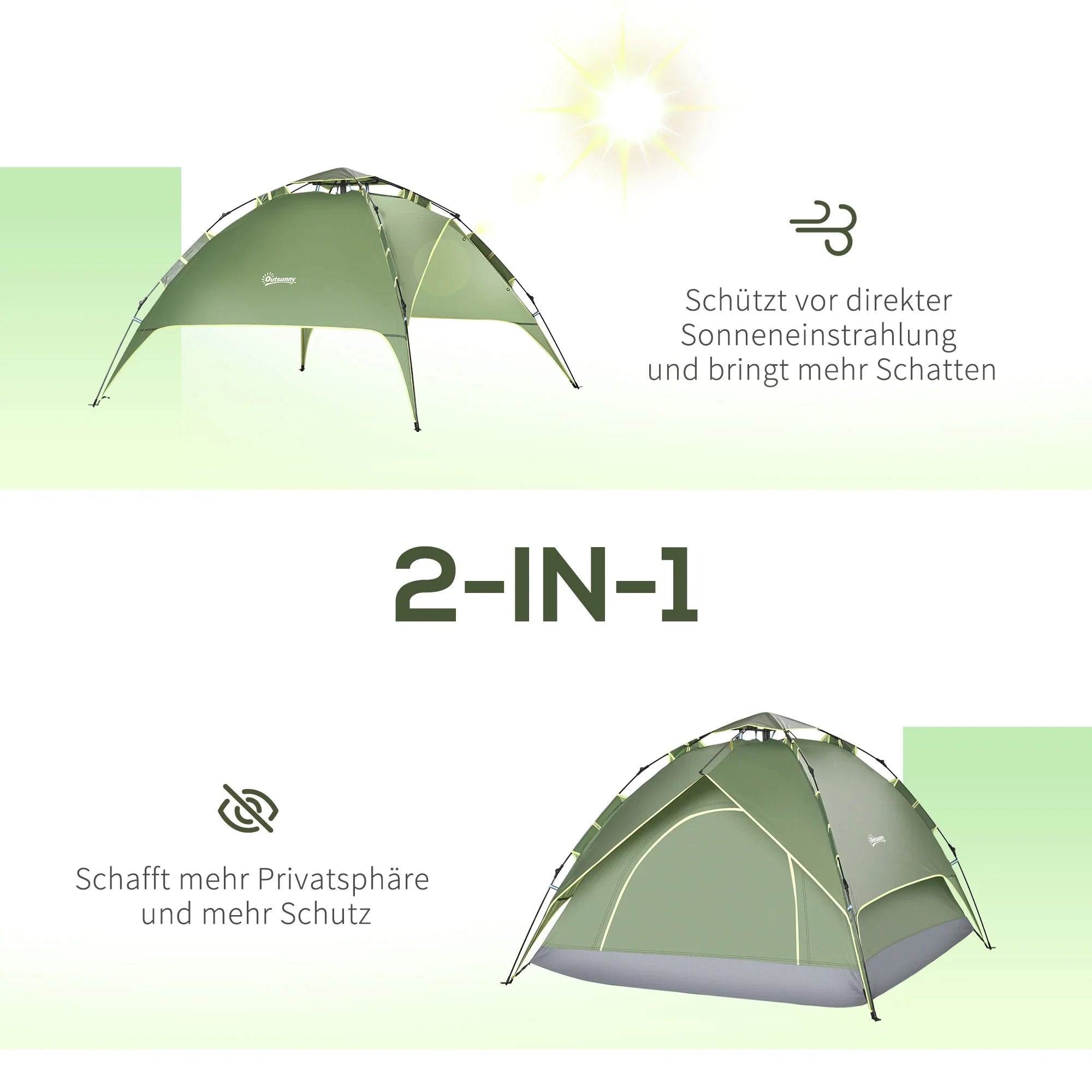 Outsunny Campingzelt 4-Jahreszeiten Quick-Up Überdachung Outdoor