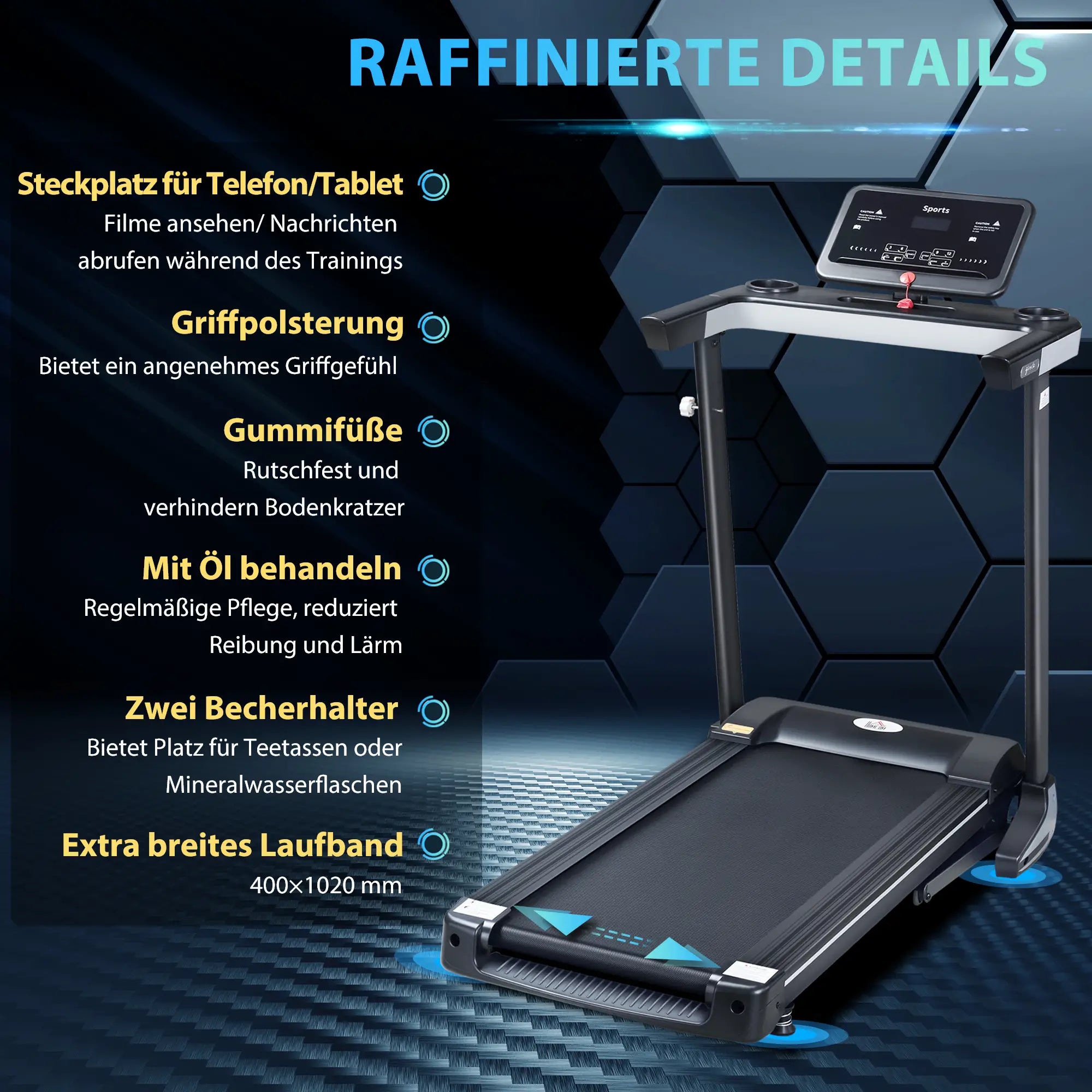 HOMCOM elektrisches Laufband klappbar LCD-Display 12 Programme