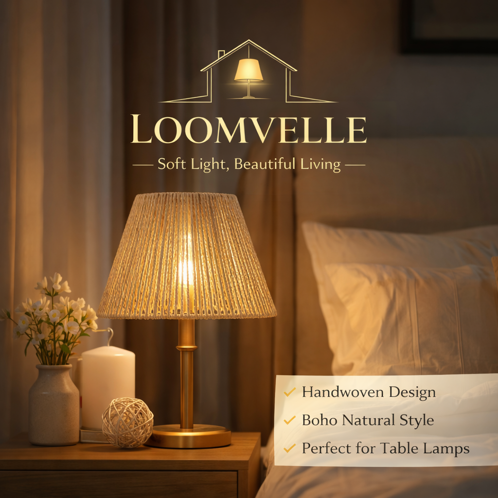 Rattan Table Lamp Shade for Table Lamps, Handwoven Natural Fiber Lampshade