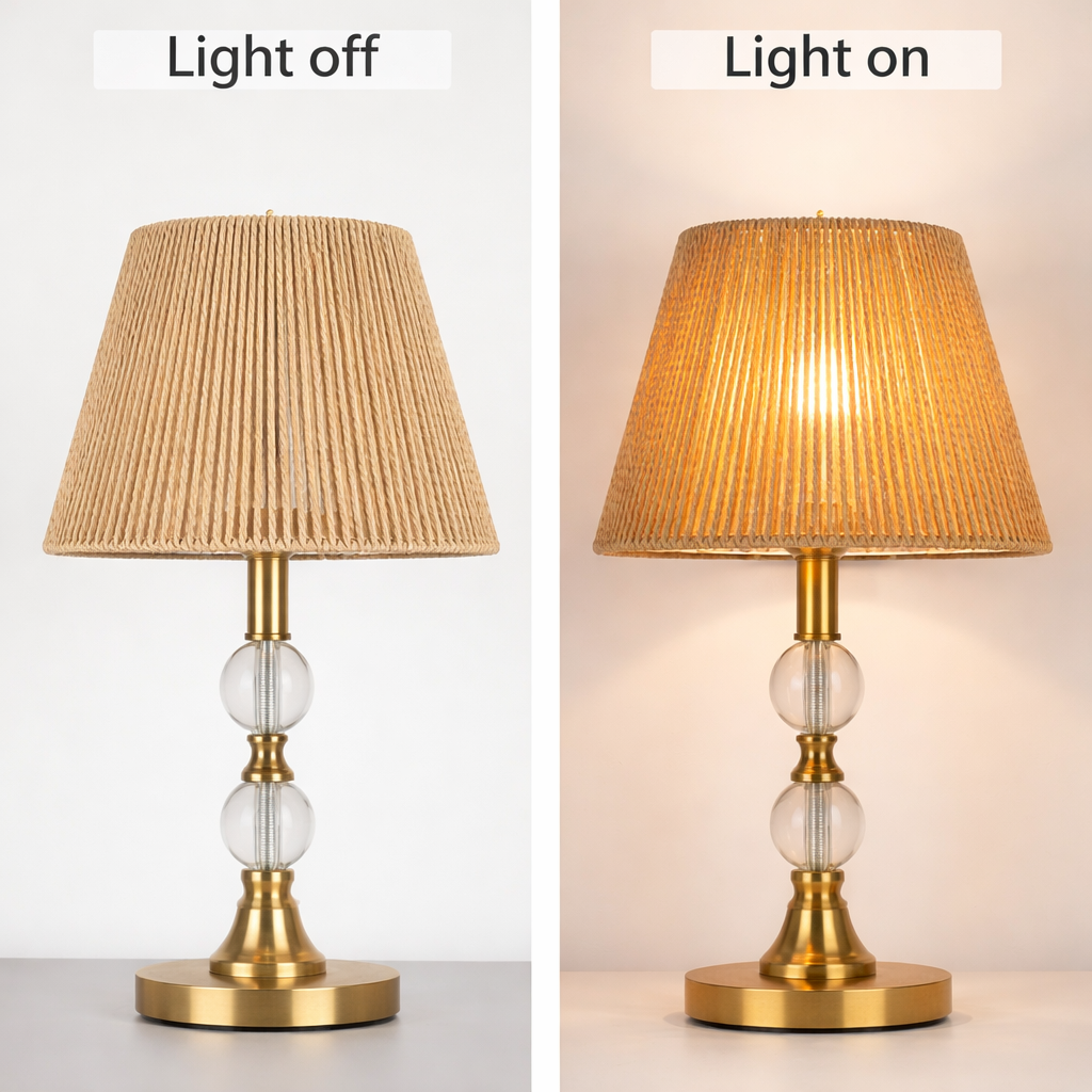 Rattan Table Lamp Shade for Table Lamps, Handwoven Natural Fiber Lampshade