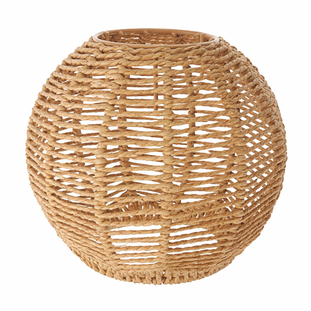 Rattan Pendant Lampshade – Handwoven Round Hanging Light Shade for Living Room & Bedroom