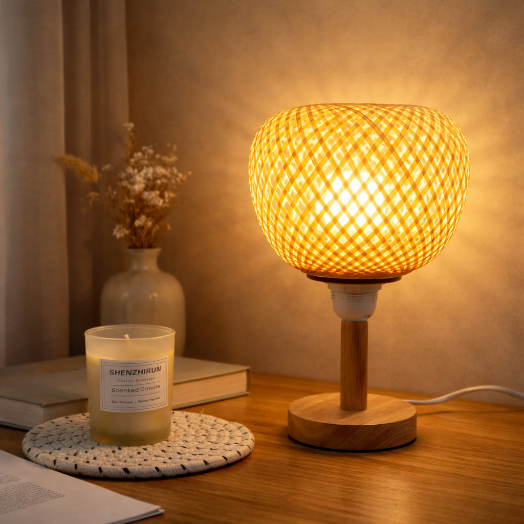 Handwoven Rattan Lampshade for Table Lamp or Pendant Light