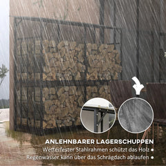 Outsunny Kaminholzregal 1,17 m³ mit Abdeckung, Schwarz