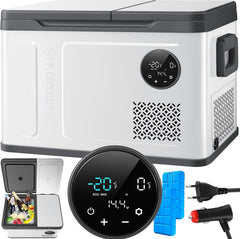 KESSER® Kompressor Kühlbox 2in1 Doppelzone Kühl & Gefrierfach elektrische Gefrierbox mit 2x Kühlakkus & LED-Touch-Bedienung | Kühlschrank Kühlung bis -20 °C für Camping, Auto, Lkw 12/24V 230V