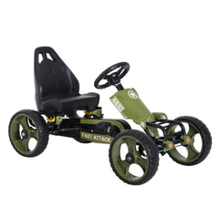 HOMCOM Kinder Gokart Tretauto Armee-Design Handbremse verstellbar