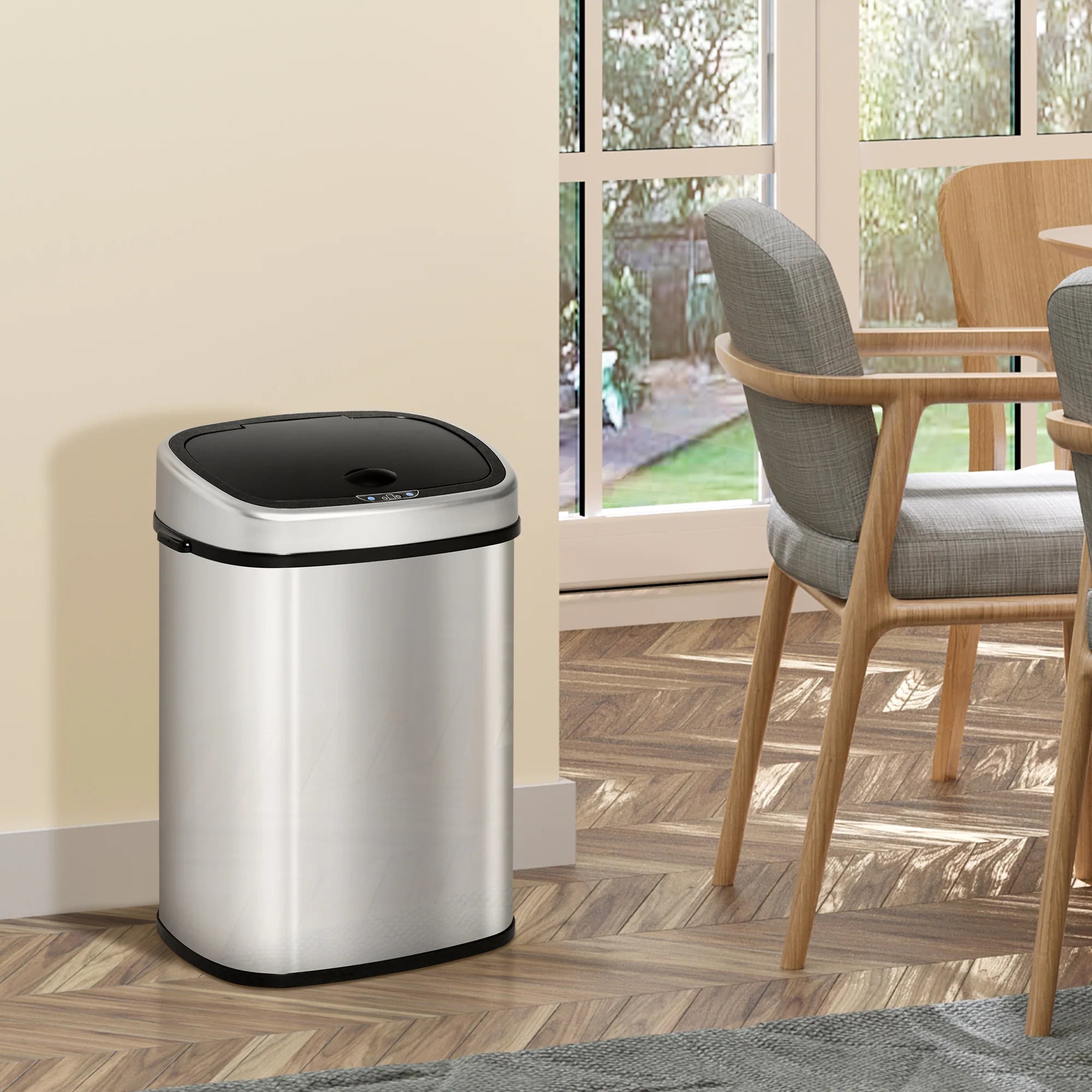 HOMCOM Automatik Mülleimer mit Sensor hygienisch Edelstahl