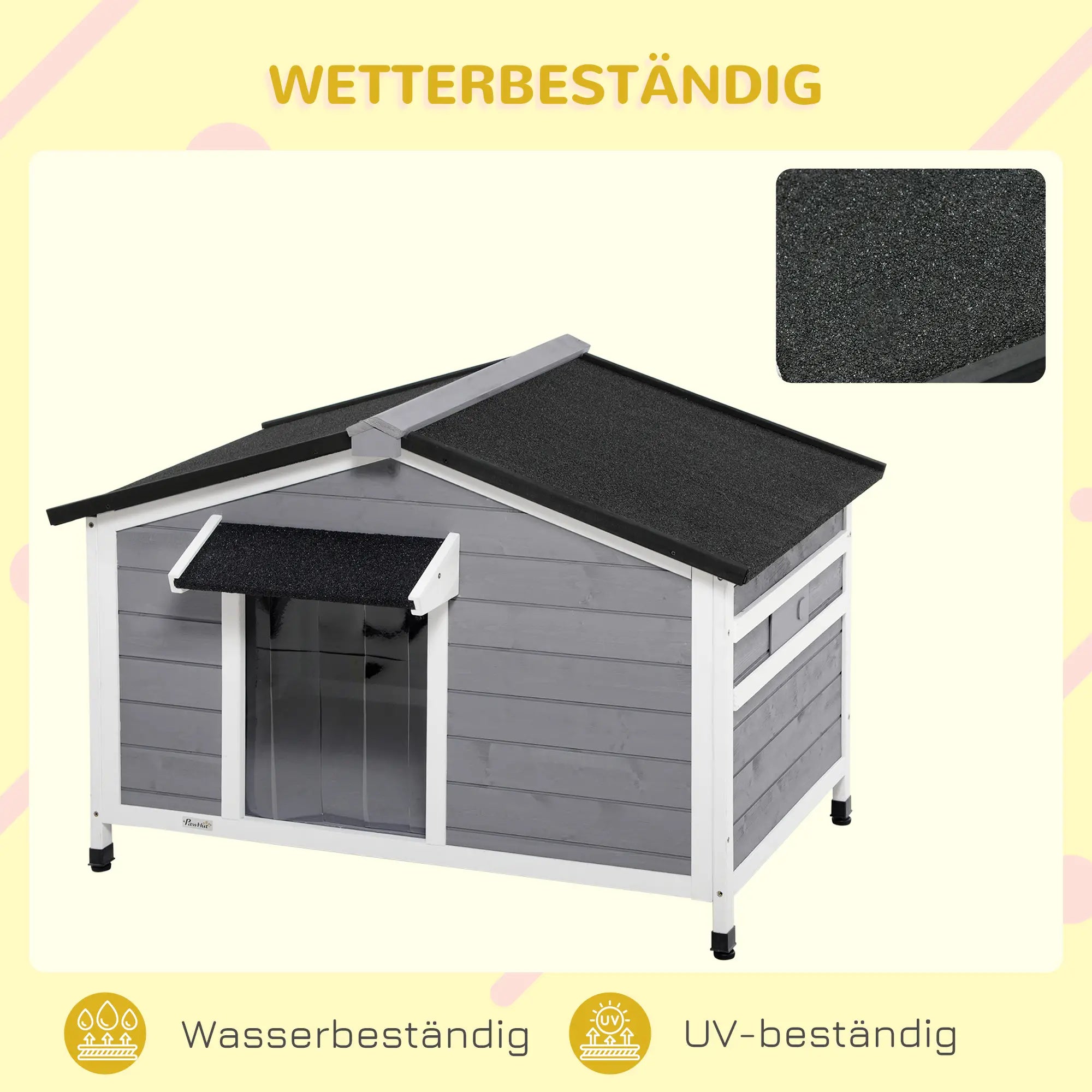 PawHut Hundehütte Outdoor aufklappbares Dach wetterfest Massivholz
