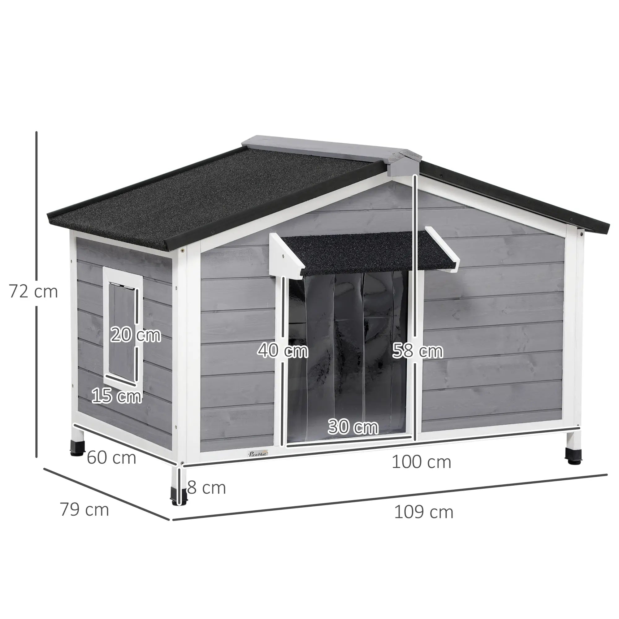 PawHut Hundehütte Outdoor aufklappbares Dach wetterfest Massivholz