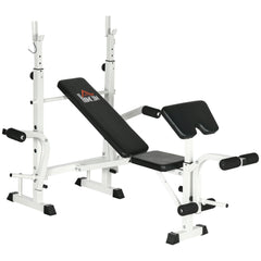 HOMCOM Trainingsbank höhenverstellbar mit Beinpresse und Bizepscurl