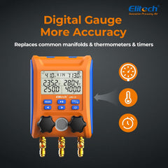 Elitech Kältetechnik die Monteurhilfe Manifold Gauge Set, Hochpräzises Vakuum Drucktemperatur Lecktester Tester Digitales Messgerät für Kühlschränke LMG-10
