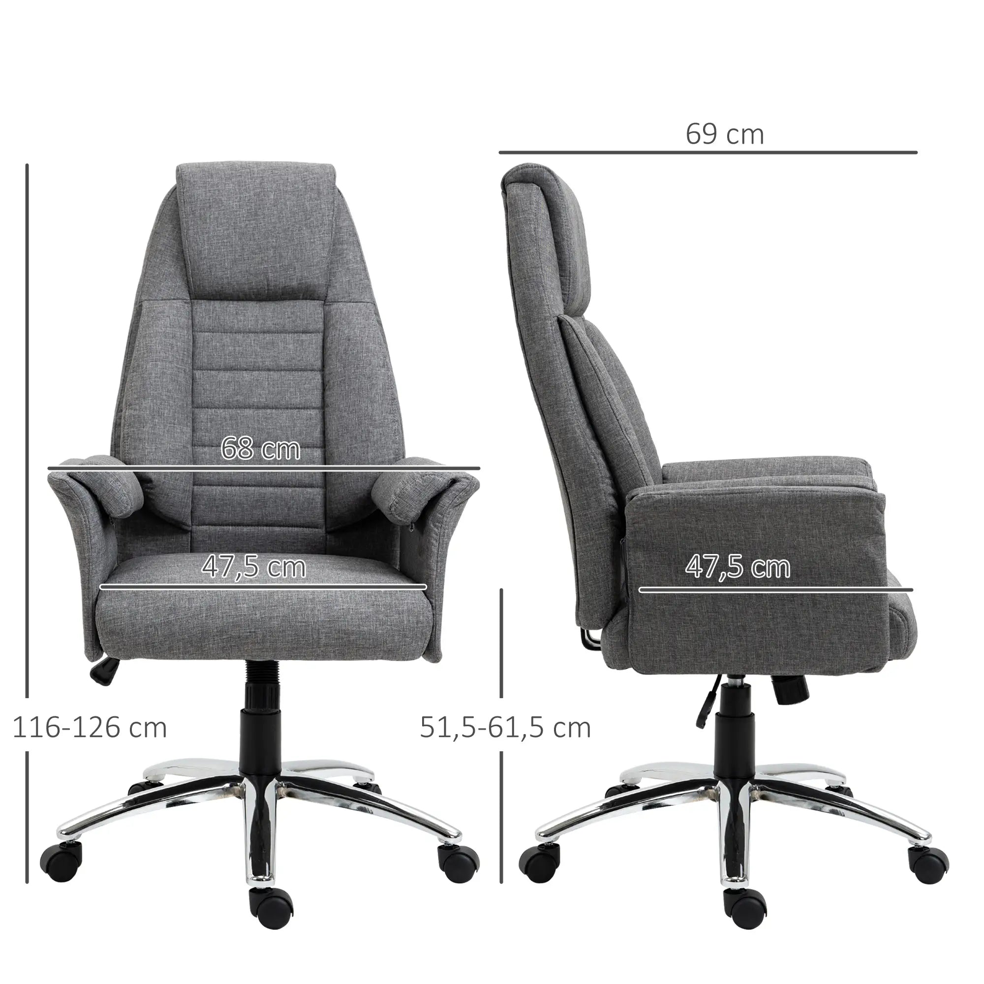 HOMCOM Bürostuhl Drehstuhl Retro Design höhenverstellbar grau