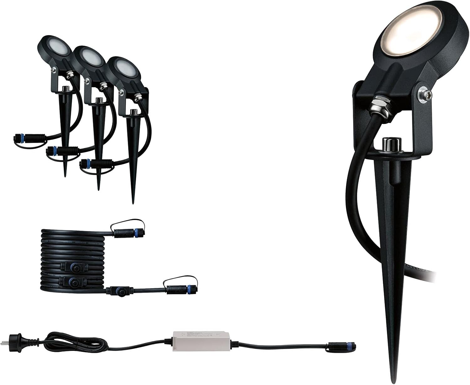 Paulmann Leuchten Paulmann 93696 Outdoor Plug & Shine 3er-Set Spot Sting Basisset IP67 3000K 3 x 6W