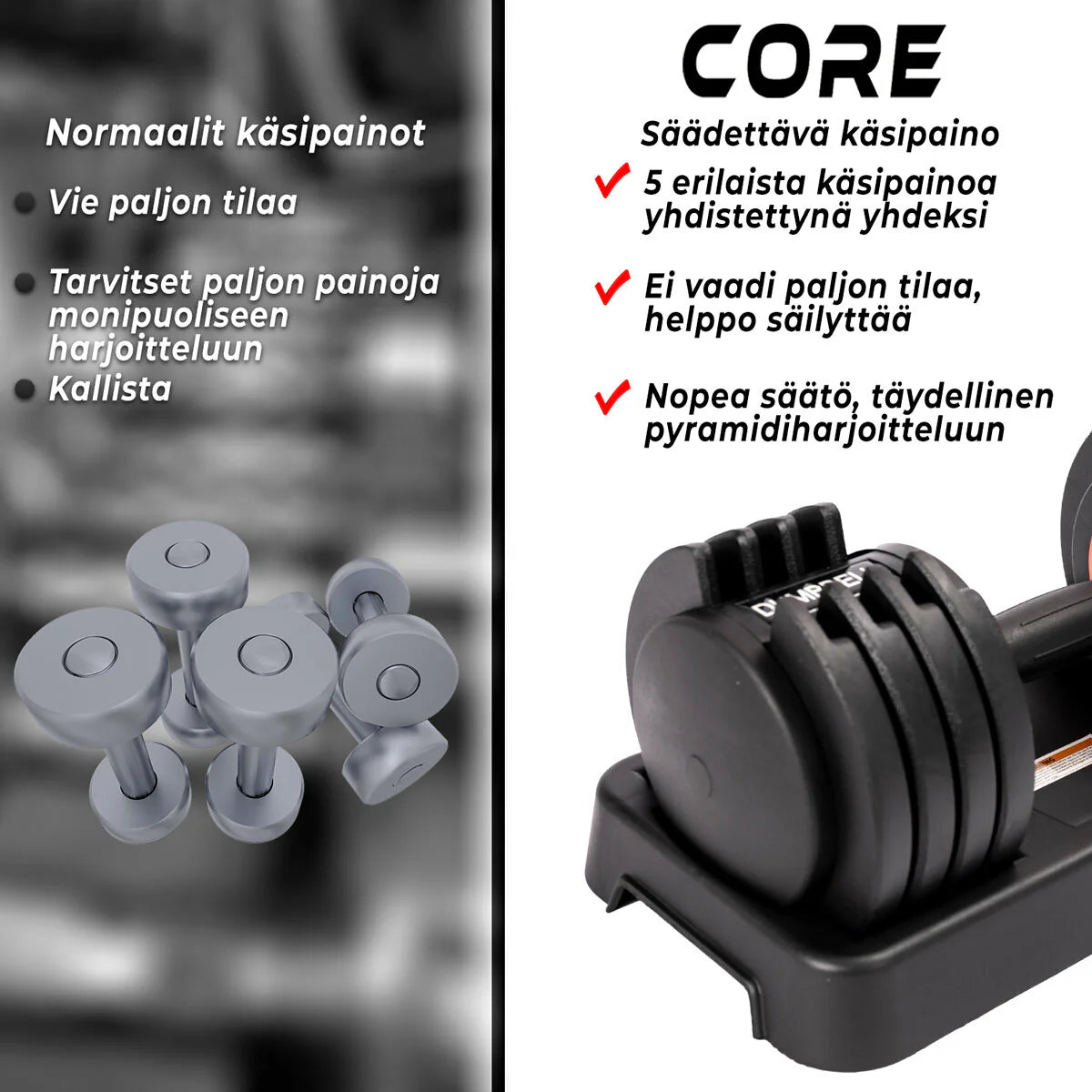 Core 2 x Verstellbare Kurzhantel, 50kg