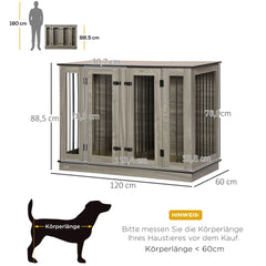 PawHut Hundekäfig Beistelltisch 2-in-1 mit Trennwand verriegelbar